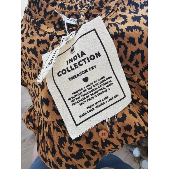 India Collection Emerson Fry Emmaline Organic Cotton Leopard Blouse Shirt XS - Picture 13 of 13